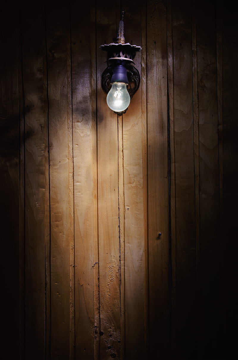 Light bulb, light, wood, wall, HD phone wallpaper | Peakpx