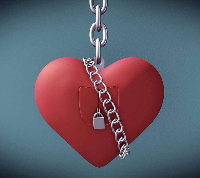RESERVED, chain, heart, lock, love, red, HD wallpaper