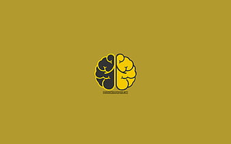 Yellow brain mind concept, minimal, creative, brains, intellect,  mathematics, HD wallpaper