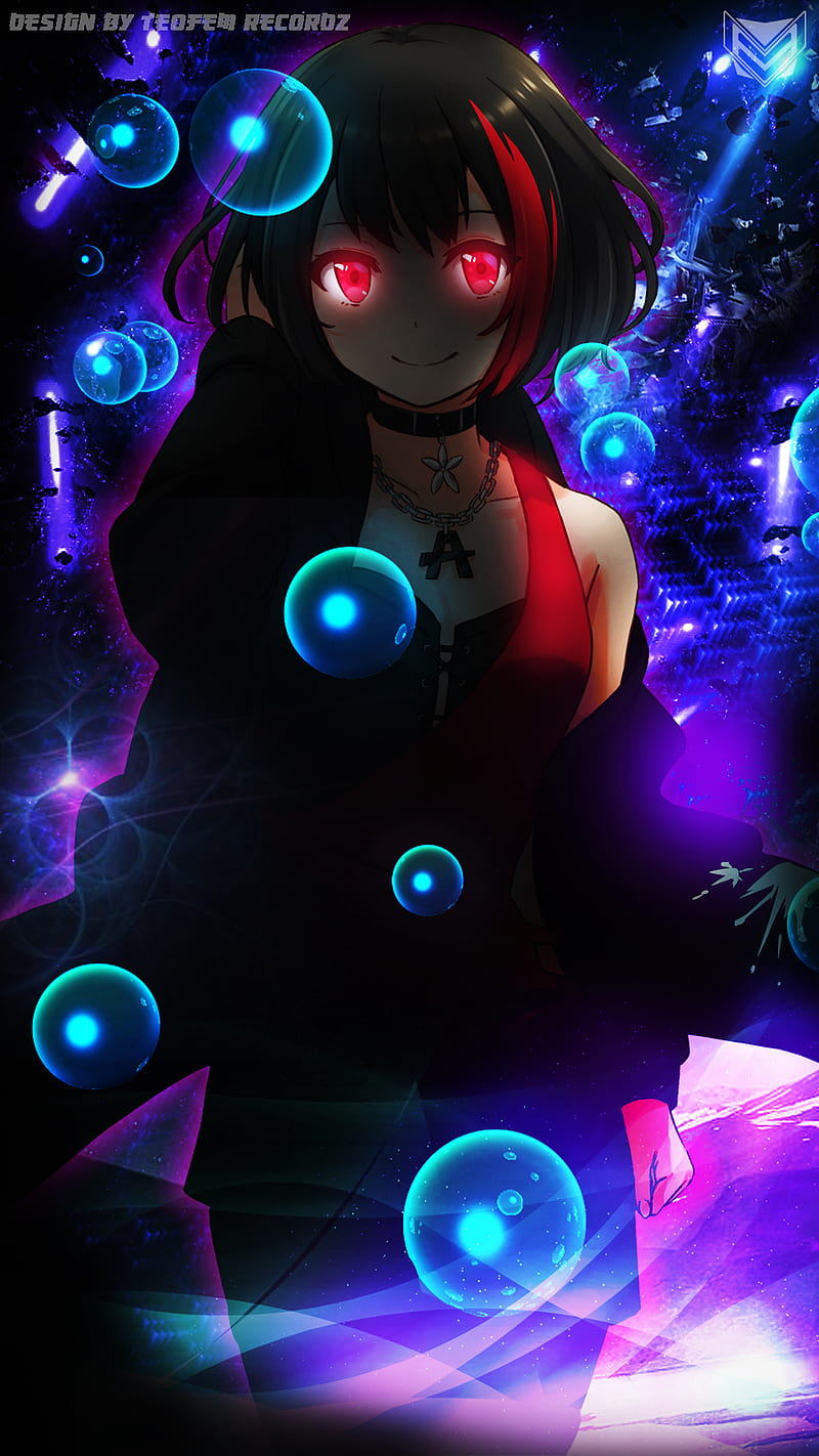 anime girls, red eyes, anime, abstract, vector, HD phone wallpaper