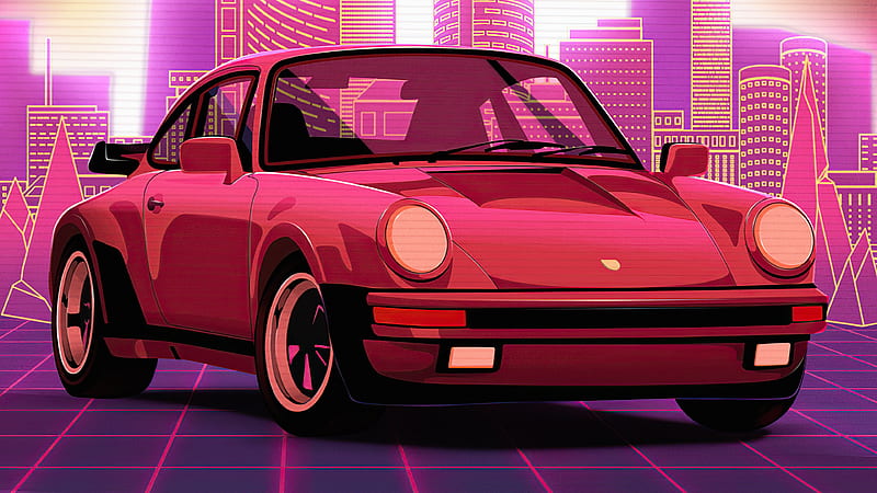 Porsche Retro Style, porsche, carros, artist, artwork, digital-art, behance, retrowave, HD wallpaper
