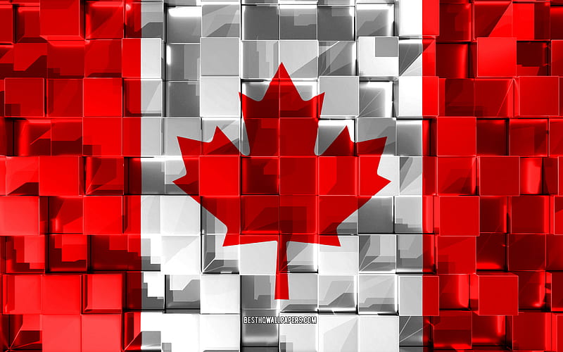 Flag of Canada, 3d flag, 3d cubes texture, Flags of North America countries, 3d art, Canada, North America, 3d texture, Canada flag, HD wallpaper