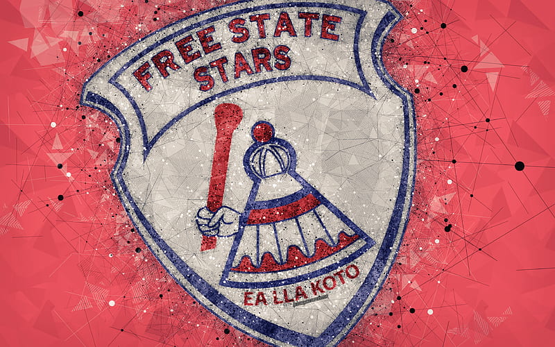 State Stars FC logo, geometric art, South African football club, red background, Premier Soccer League, PSL, Bethlehem, South Africa, football, HD wallpaper