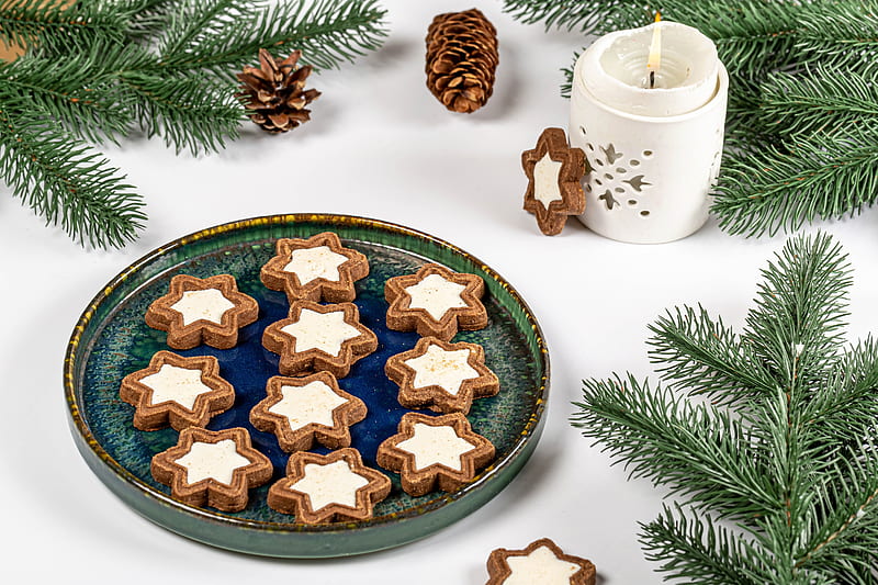 Holiday, Christmas, Candle, Cookie, Pine Cone, HD wallpaper