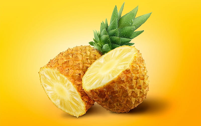Pineapple, fruit, vara, yellow, summer, HD wallpaper