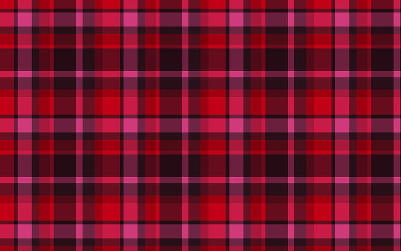red checkered fabric, macro, red fabric, checkered textures, red fabric backgrounds, red backgrounds, HD wallpaper