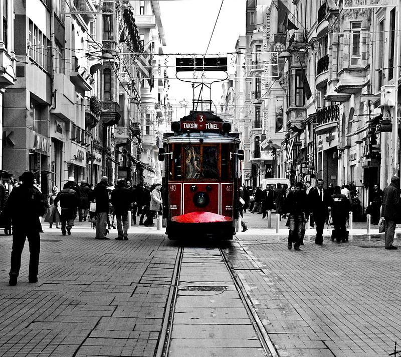 istanbul tram, black istanbul, red, tram, turkey, turkiye, HD wallpaper