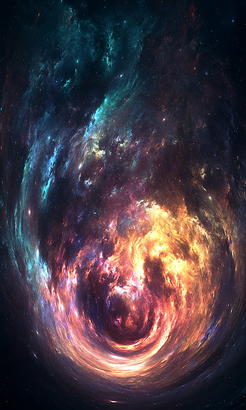 nebula, cloud, fiery, bright, swirling, abstraction, HD phone wallpaper