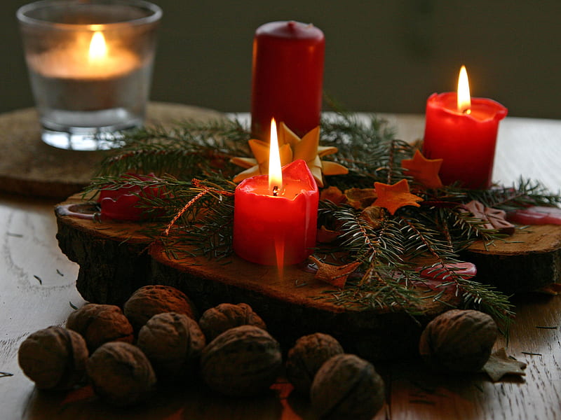 Christmas Red Candle, red candles, HD wallpaper