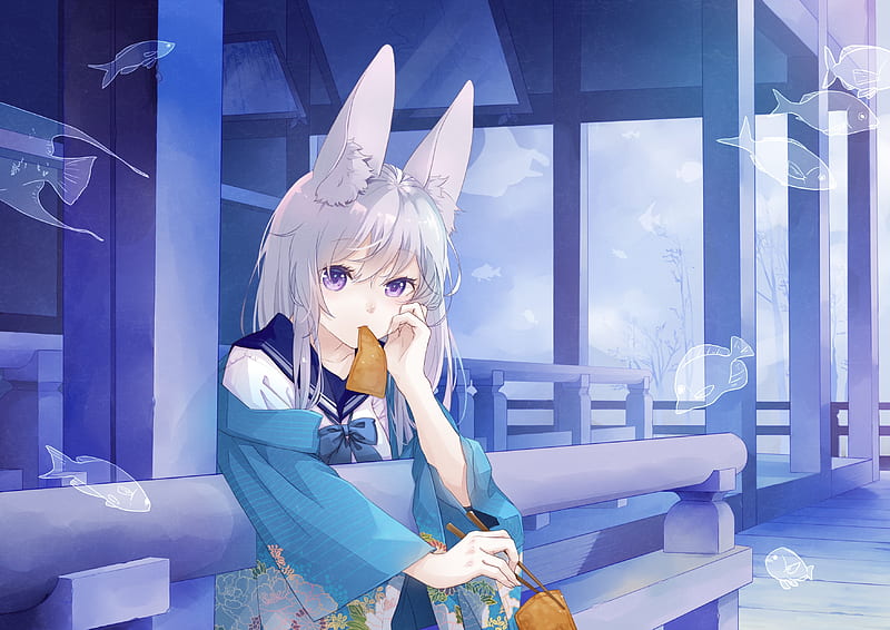 White anime fox girl by HimeTyan on DeviantArt