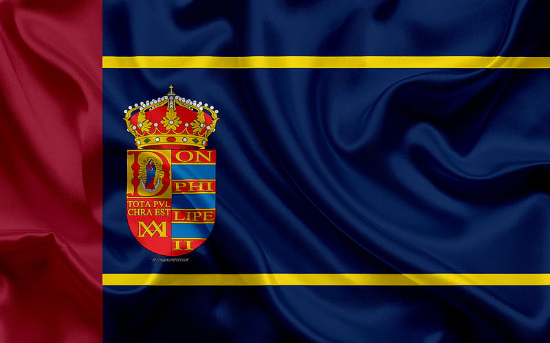 Flag of Mostoles silk texture, Spanish city, blue silk flag, Mostoles flag, Spain, art, Europe, Mostoles, HD wallpaper