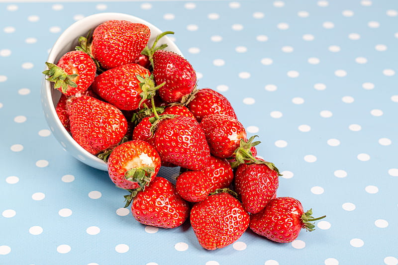 strawberries, berry, fruit, glass, HD wallpaper
