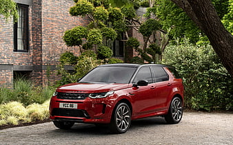 Land Rover Discovery Sport, 2020, exterior, front view, red SUV, new red Discovery Sport, British cars, Land Rover, HD wallpaper