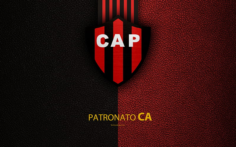 Club Atletico Patronato logo, Parana, Argentina, leather texture, football, Argentinian football club, Patronato FC, emblem, Superliga, Argentina Football Championships, First Division, HD wallpaper