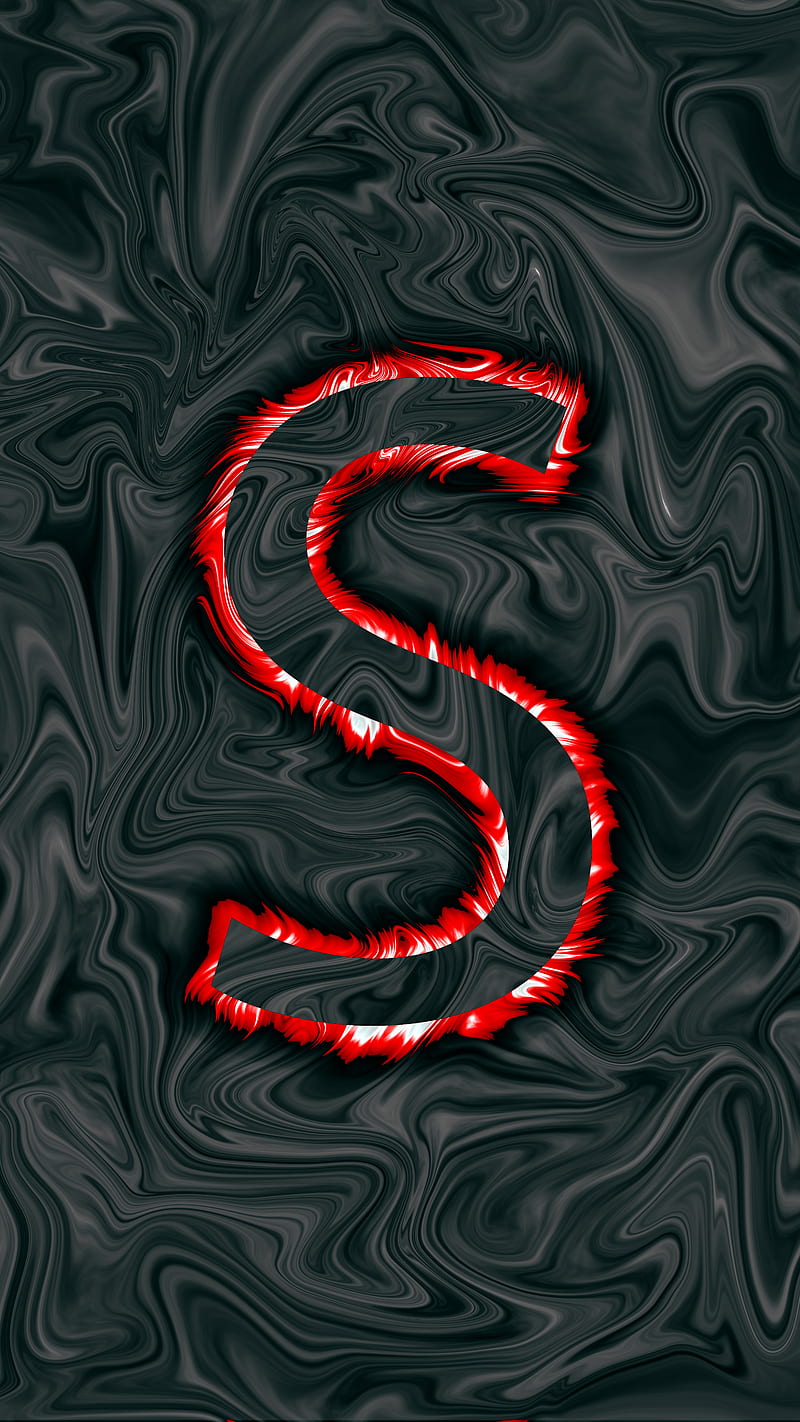 S red black, abstract, colors, flow, glow, letter S, lines, mix, HD phone wallpaper | Peakpx