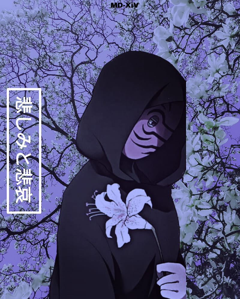 ObitX, anime, asthethic, blue, edits, flowers, japan, mdxiv, new, obito, style, HD phone wallpaper