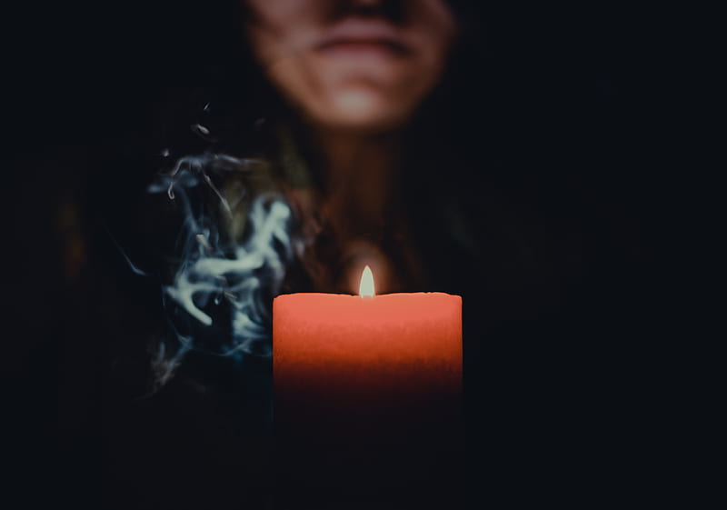 candle, lips, darkness, smoke, fire, wax, HD wallpaper