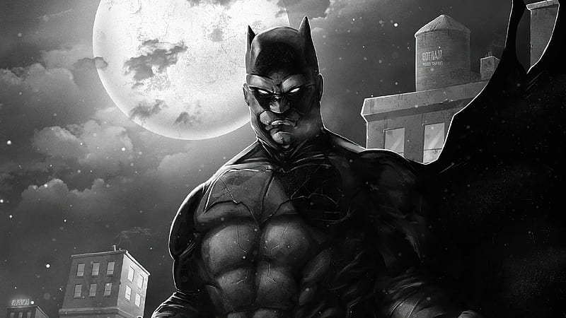 Batman Monochrome Knight, behance, superheroes, artwork, artist, behance, HD wallpaper