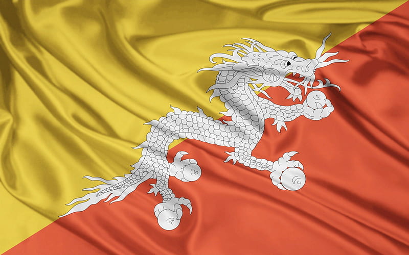 Kingdom of Bhutan, symbol, texture, country, flag, HD wallpaper