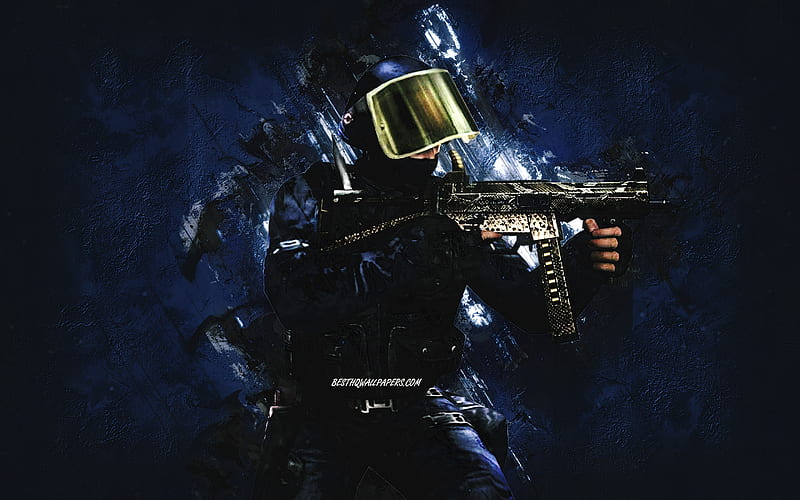 Counter-Strike, GIGN, blue stone background, special forces, CS, Counter- Strike skins, HD wallpaper | Peakpx