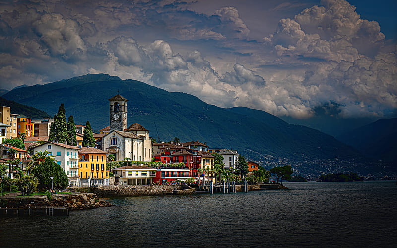 Brissago Lake Maggiore, swiss cities, beautiful nature, Alps, R, Switzerland, Europe, HD wallpaper