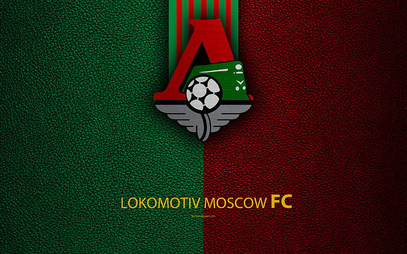 FC Lokomotiv Moscow logo, Russian football club, leather texture, Russian Premier League, football, Moscow, Russia, HD wallpaper