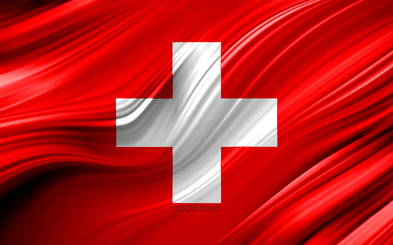 Swiss flag, European countries, 3D waves, Flag of Switzerland, national symbols, Switzerland 3D flag, art, Europe, Switzerland, HD wallpaper