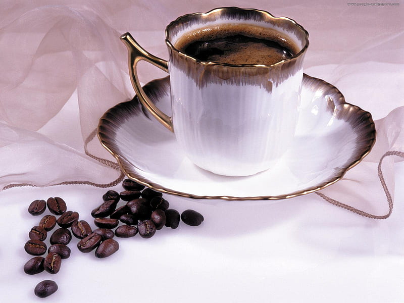 Coffee Time, shawl, coffee, brown, coffee cup, bonito, white, HD wallpaper