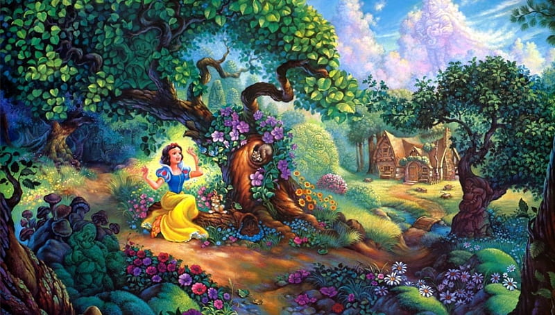 Snow White, Forest, Disney, Fairy tale, HD wallpaper