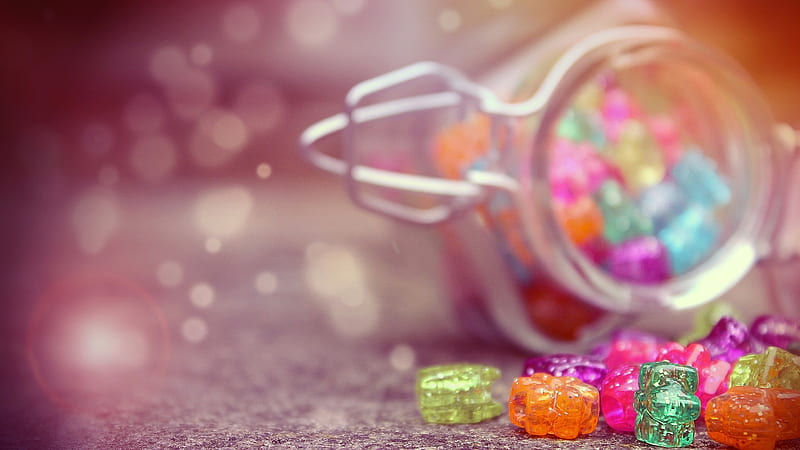 Sweets, glass, colorful, jar, pink, HD wallpaper