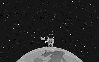 Astronaut in space minimal, planet, galaxy, NASA, astronaut on planet, astronaut, HD wallpaper