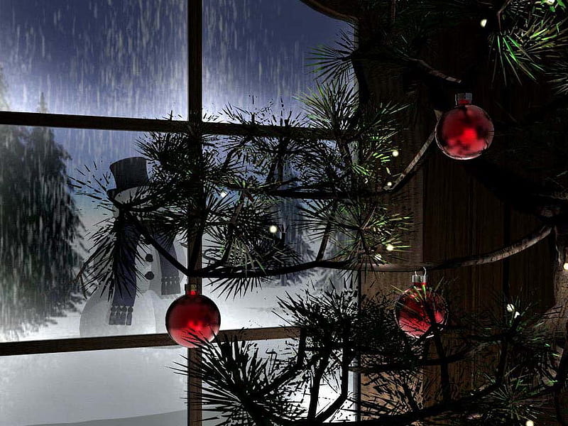 Christmas Night, holidays, christmas, snowman, x-mas, xmas, winter, cold, merry christmas, love, feast, HD wallpaper