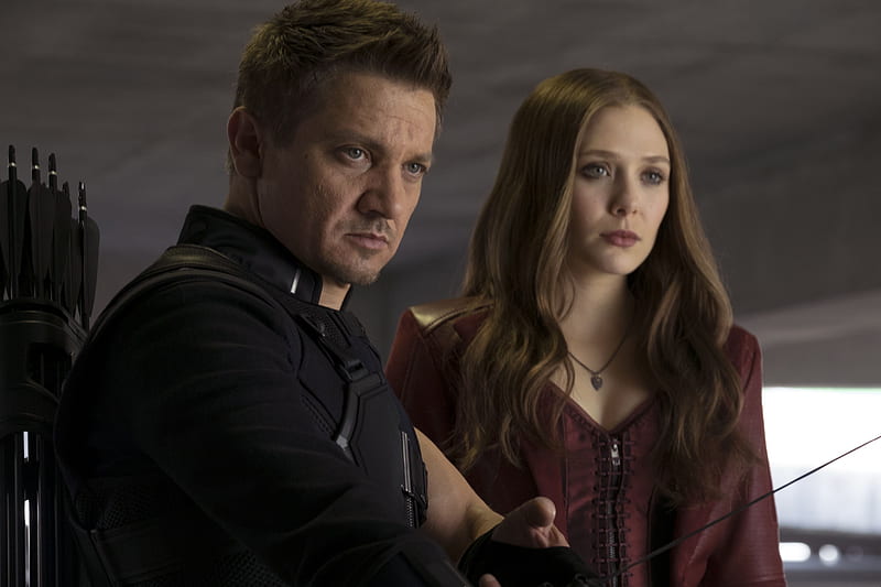 Hawkeye And Scarlet Witch In Captain America Civil War, captain-america-civil-war, hawkeye, scarlet-witch, HD wallpaper