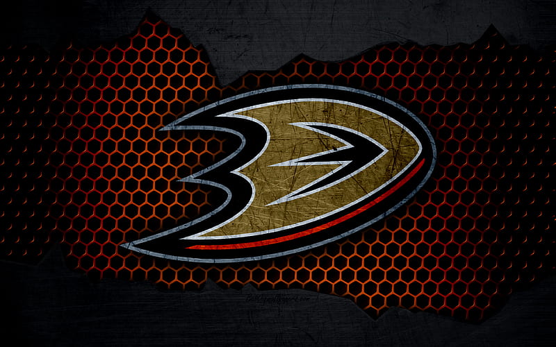 Anaheim Ducks logo, NHL, hockey, Western Conference, USA, grunge, metal texture, Pacific Division, HD wallpaper