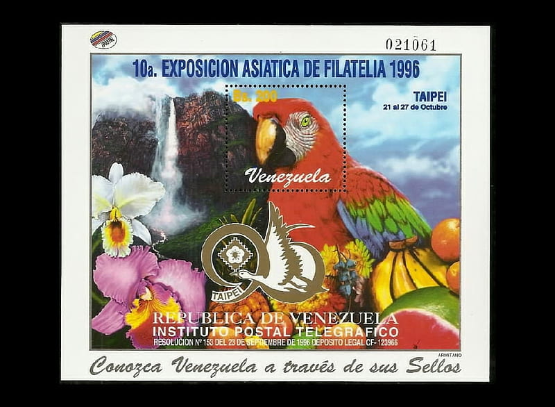 Venezuelan Postage Stamp, Stamp, Birds, Fruit, Venezuela, Philately, Falls, Flowes, HD wallpaper