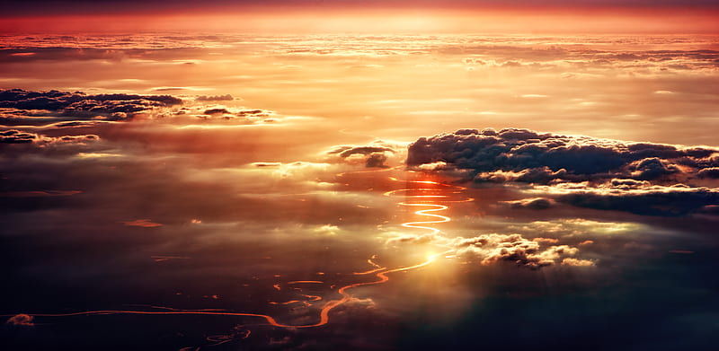Clouds Sunset Reflection , clouds, dusk, dawn, sunset, sunrise, reflection, nature, HD wallpaper