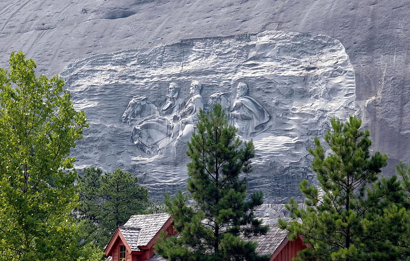 Stone Mountain, Georgia, USA, Mountains, Carvings, Architecture, Monuments, Confederate Generals, Nature, HD wallpaper