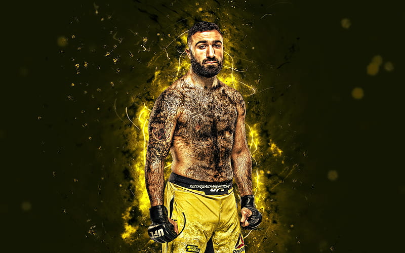 Rostem Akman yellow neon lights, Swedish american fighters, MMA, UFC, Mixed martial arts, Rostem Akman , UFC fighters, MMA fighters, HD wallpaper