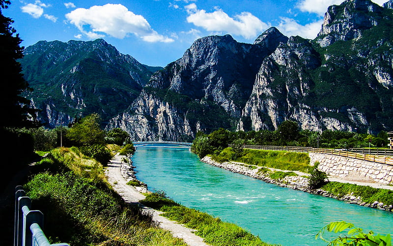 Lake Garda, summer, mountains, Italy, Europe, HD wallpaper