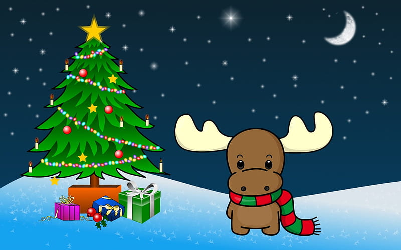 All I Want For Christmas, stars, moose, holiday, christmas, HD wallpaper