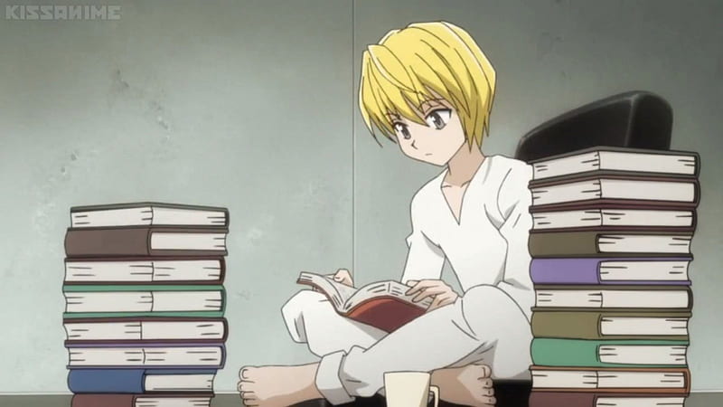 anime boy reading a book