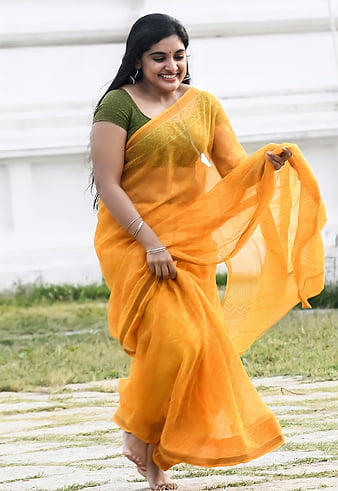 Nivetha Thomas, black saree, full size, high quality | Gethu Cinema