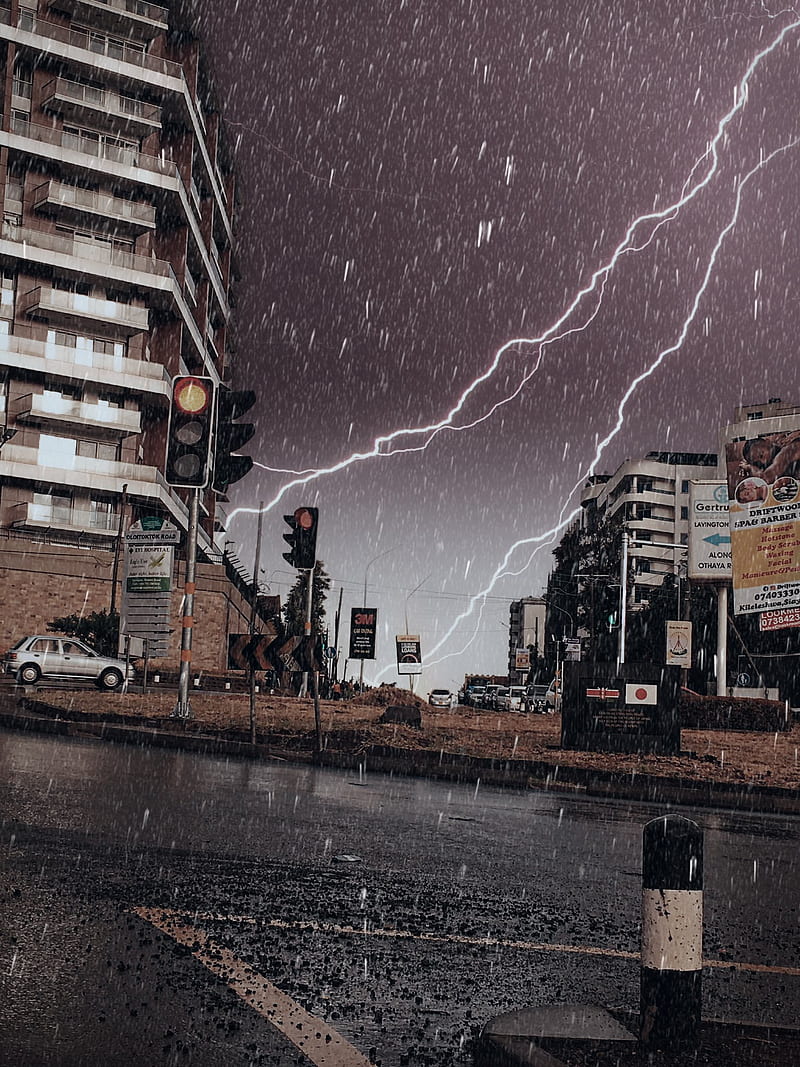 storm, rain, lightning, HD phone wallpaper