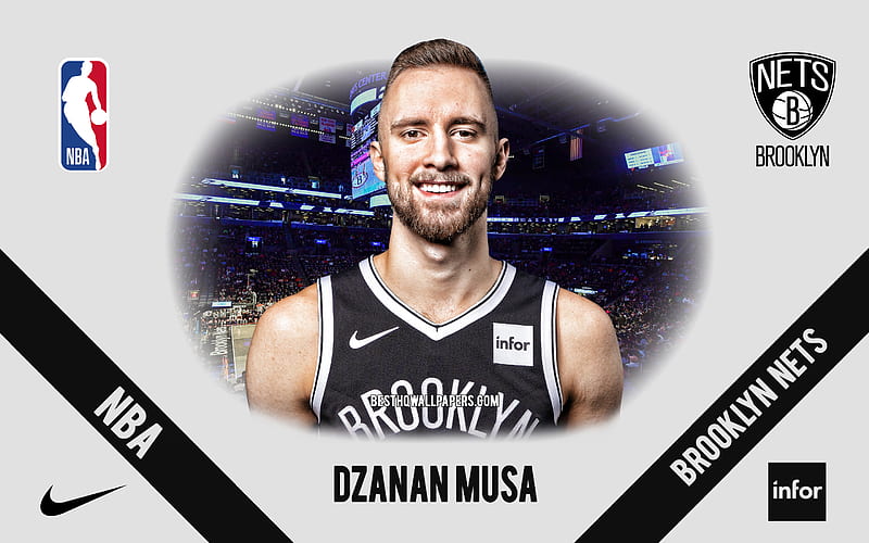 Dzanan Musa, Brooklyn Nets, Bosnian Basketball Player, NBA, portrait, USA, basketball, Barclays Center, Brooklyn Nets logo, HD wallpaper