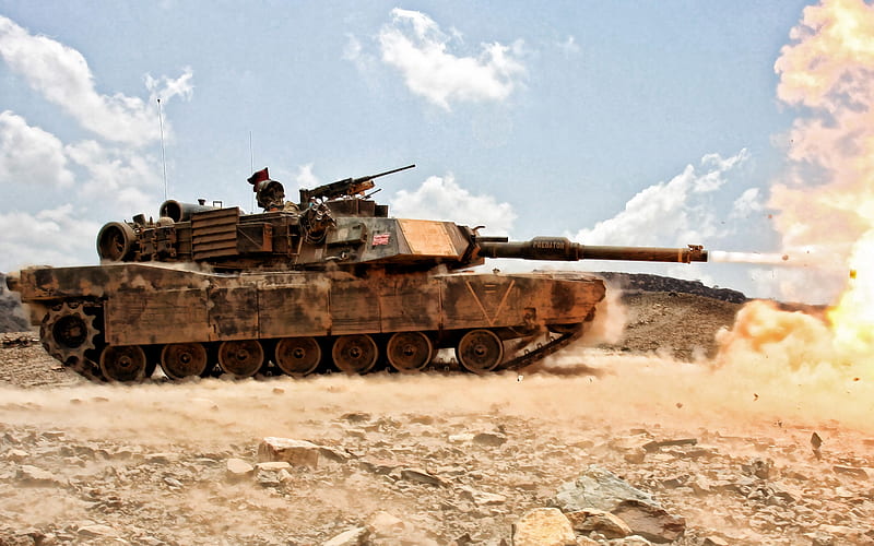 M1 Abrams, M1A1, US main battle tank, desert, sand camouflage, US Army, USA, modern tanks, HD wallpaper