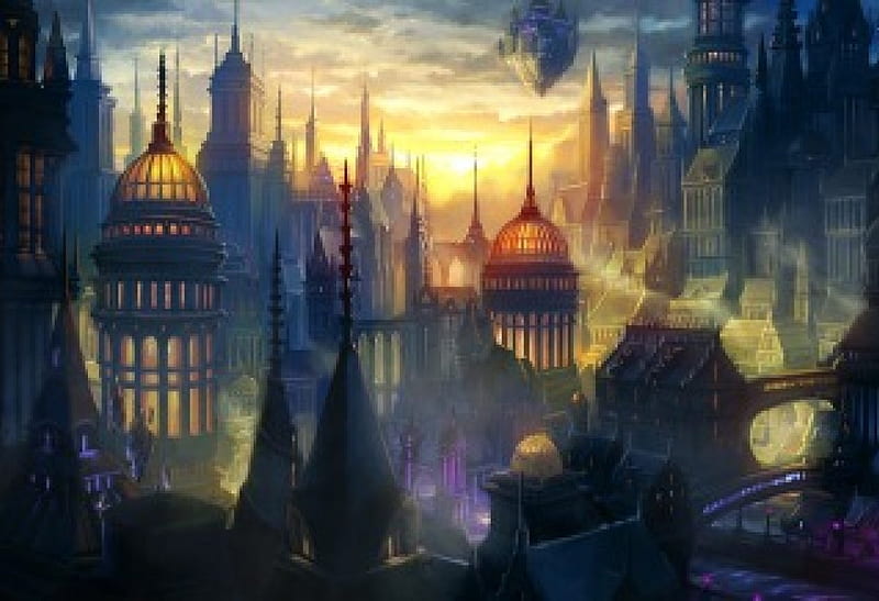 Magic City of Vane, pretty, house, scenic, dome, bonito, magic, sweet, nice, fantasy, pavilion, beauty, scenery, light, cloud, lovely, palace, sky, building, magical, castle, scene, landscape, HD wallpaper