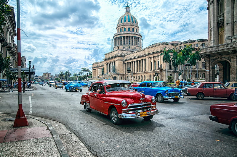 Cuba, architecture, Caribbean island, manipulation, building, carros, graphy, city, auto, cuban, classic, Island, vintage, HD wallpaper