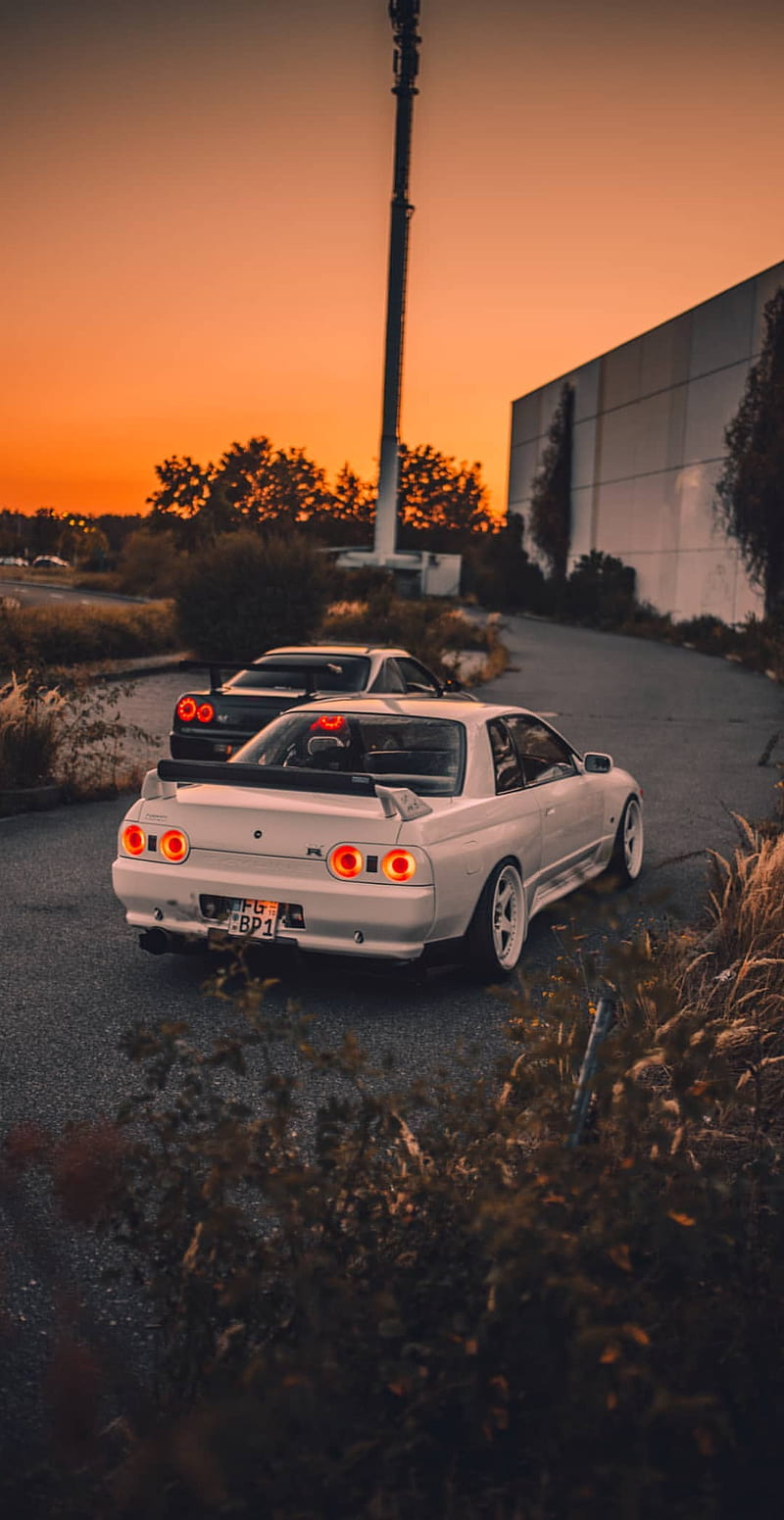 Nissan GTR, sunset, coches jmd, r32, r34, HD phone wallpaper