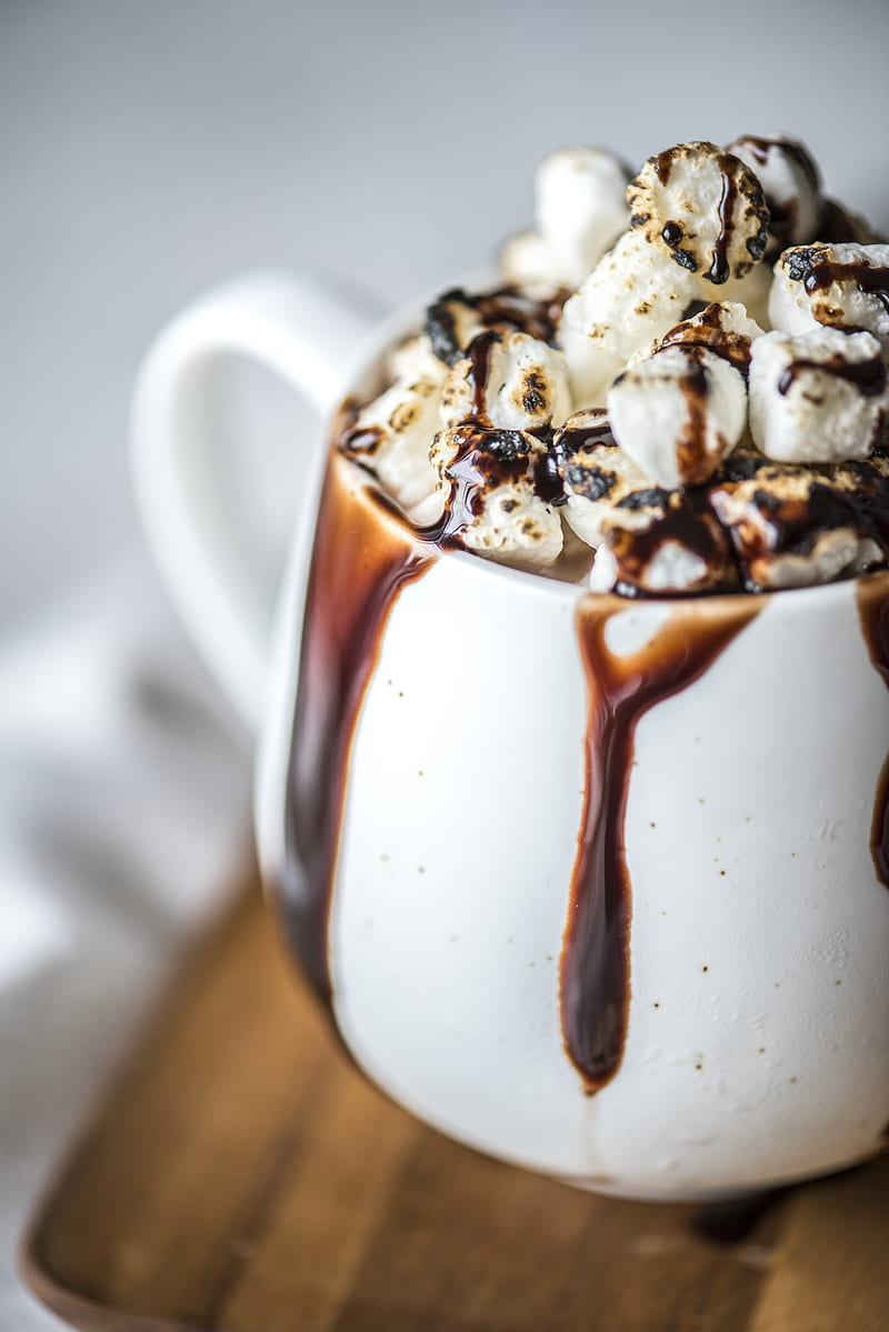 syrup, marshmallows, chocolate, cup, dessert, mug, sweet, Food, HD phone wallpaper