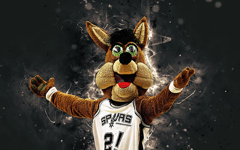 The Coyote mascot, San Antonio Spurs, basketball, abstract art, NBA, creative, USA, San Antonio Spurs mascot, National Basketball Association, NBA mascots, official mascot, HD wallpaper